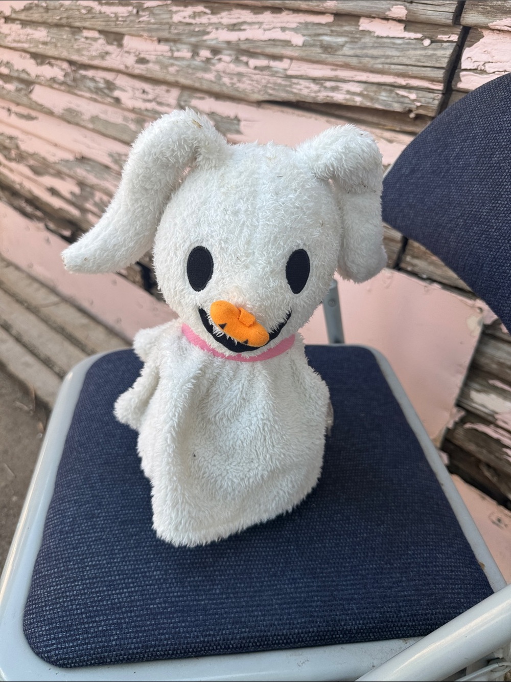 Disney White Bunny Plush with Pink Collar and Orange Nose
